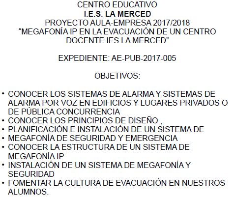 Aula empresa Megafonía IP. 2017-2018